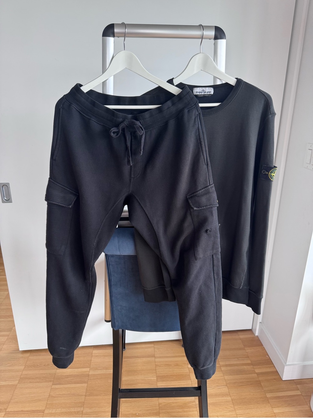Stone Island Black Sweatshirt and jogger pants set